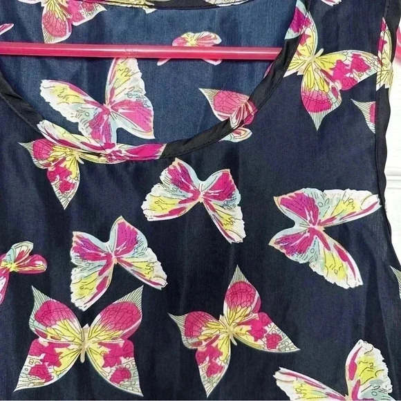 Butterfly Tank Top Sleeveless Flowy  Blue/Pink/Yellow Size Medium - Picture 6 of 16